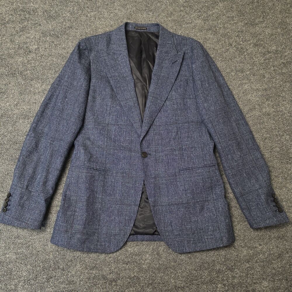 Reiss Wool Blazer Jacket Blue Single Button Pockets 40" Chest Preppy Comfort